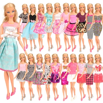 Moda Handmade10 Rochii /set Dolll accesorii =5 Coada Lunga Rochie de Mireasa+5 Fuste Aleatoriu Pentru Barbie Joc de Pansament Cadouri DIY