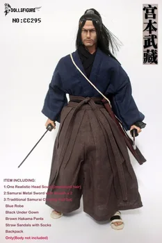 1:6 scară veche Japoneză samurai Ronin Miyamoto Musashi de sex masculin cap de om sculpta modelul haine îmbrăcăminte set de jucărie cu sabia sandale