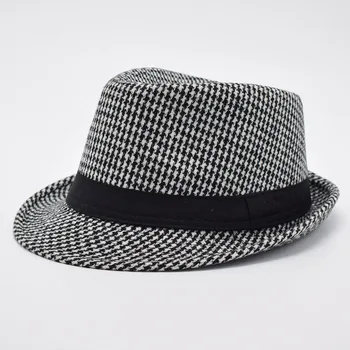 Iarna în Alb Și Negru Houndstooth Model Pălării Fedora Pentru Bărbați Chapeu Masculino Panama Jazz capac MEDB001 22457