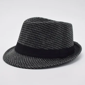 Iarna în Alb Și Negru Houndstooth Model Pălării Fedora Pentru Bărbați Chapeu Masculino Panama Jazz capac MEDB001