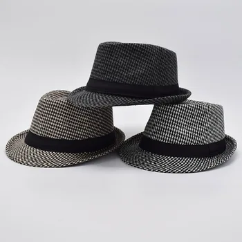 Iarna în Alb Și Negru Houndstooth Model Pălării Fedora Pentru Bărbați Chapeu Masculino Panama Jazz capac MEDB001