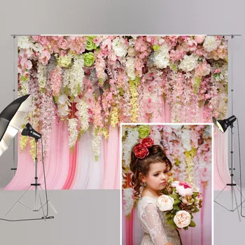 Nunta fundal flori de perete fotografie, fundal,zi de naștere petrecere copil de dus decor banner florale fundal fotografie recuzită XT-6740