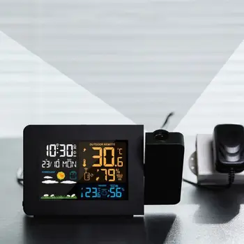 LCD Ceas cu Alarmă Digital Calendar de Proiecție LED Vreme Termometru de Interior Exterior de Temperatură și Umiditate Proiector 22648