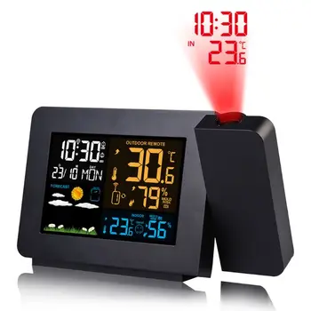 LCD Ceas cu Alarmă Digital Calendar de Proiecție LED Vreme Termometru de Interior Exterior de Temperatură și Umiditate Proiector