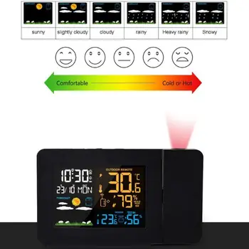 LCD Ceas cu Alarmă Digital Calendar de Proiecție LED Vreme Termometru de Interior Exterior de Temperatură și Umiditate Proiector