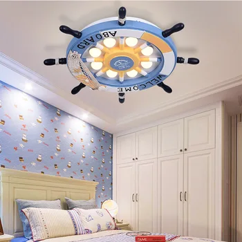 Marea mediterană lămpi camera copiilor lampă de tavan creator de desene animate din lemn de artă dormitor ochi lampă boy camera cârmei lampa