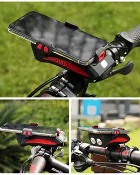 WasaFire 4 in 1 Bicicleta Lumina USB Reîncărcabilă Multi-funcție Bike Horn Suport de Telefon Powerbank Lumină Biciclete Ciclism Lampă Față