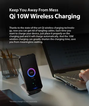 Ulefone UF001 10W Qi Wireless Charging Stand Personalizat pentru Armura 7/7E Qi Standard / Max 10W Încărcare Rapidă