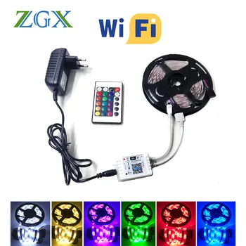 ZGX WIFI benzi cu Led-uri de lumină 5050 RGB wireless panglică bandă de lumină Led-uri inteligente fita Diode 12V DC adaptor flexibil pentru bucatarie petrecere 23209