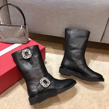 Prowow Femei Cizme Platforma De Moda Cizme Negre De Designer De Lux Din Piele Cizme De Iarna Zapatos Mujer 23280