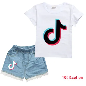2020 nou Tok-tok Fată de Vară din Bumbac cu Maneci Scurte T-shirt + Denim pantaloni Scurți Set 2-10 Y Copilul de Calitate de Îmbrăcăminte haine de ziua recunostintei