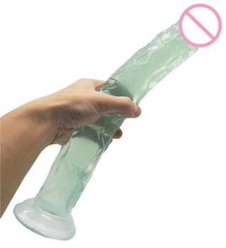 35CM Super Mult Vibrator Imens Vibrator cu ventuza Cristal Transparent Cal Penis artificial Jucarii Sexuale pentru Femei Anal Cur Mare Penis Jucărie Sexuală 23311