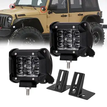 4INCH LED Lumina de Lucru off-Road de Conducere Lampă de semnalizare 12V 24V + UN-Pilon de Fixare a Brățării de Suport Pentru Jeep Wrangler JK perioada 2007-2017