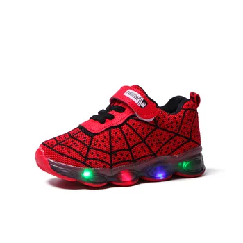 Copii Pantofi Casual Luminos Adidași Ochiurilor De Plasă De Păianjen-Boy Fata De Lumina Led-Uri De Până Pantofii Strălucind Cu Lumină Copii Copii Pantofi Condus Adidași