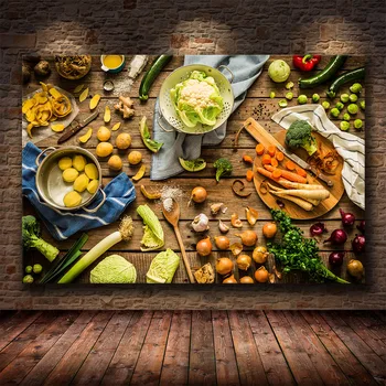 Nordic Acasă Decor Panza Pictura Boabe De Condimente Lingura Ardei Bucătărie, Postere, Printuri De Arta De Perete Moderne De Alimentare Modular Imagine