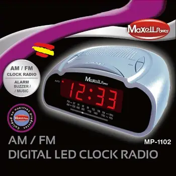 RADIO cu CEAS de Noapte MAXELL MP-1102 Musica sau ceas cu alarmă FM SUNT antenă intern