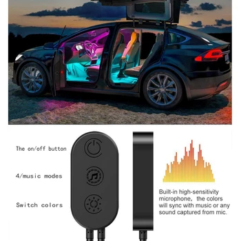 LED-uri Auto de Interior Lumini Benzi de Muzică Ușoară de Sunet Bluetooth APP Controll Benzi cu LED-uri Lampa de Lumina Pentru Masina Decration +bricheta