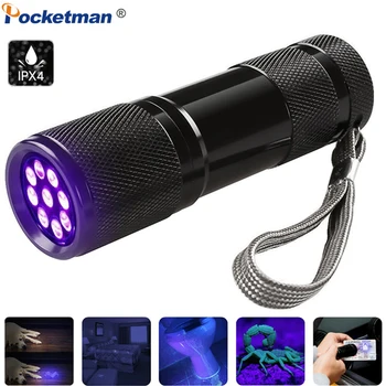 Mini 9 LED-uri Lanterna UV Ultra Violet Lanterna LED-uri Ultra Violet Cerneala Invizibila Marker de Detectare Torch Light 3AAA Lampa UV 23672