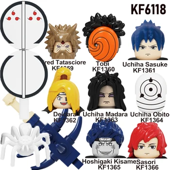 Narutoes Un Set/8Pc Mini Blocuri Cifre Hatake Kakashi Uzumaki Uchicha Jiraiya Model Pentru Cap pentru Copii Jucării KF6118 2376