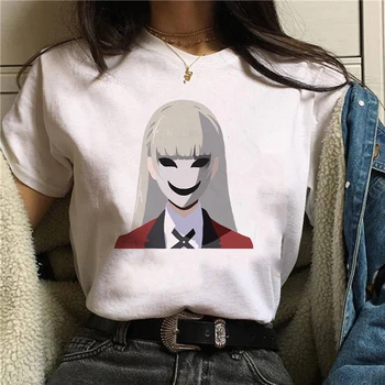 Moda japoneză Anime Harajuku Runa Kakegurui T shirt alt tumblr Mâneci Scurte kawaii Tee top Femei Tricou Femei ropa mujer