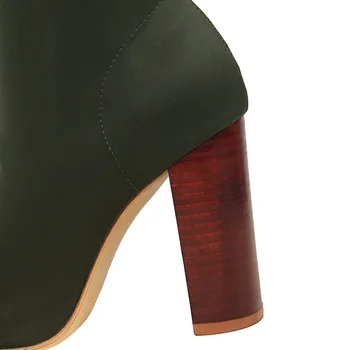Cizme jumătatea Vițel 2020 Nou Stretch Șosete Cizme Indesata Bloc tocuri Tocuri Fetish Sexy cizme cu Toc Înalt Pantofi de Mătase pentru femei Cizme pentru Femei 43