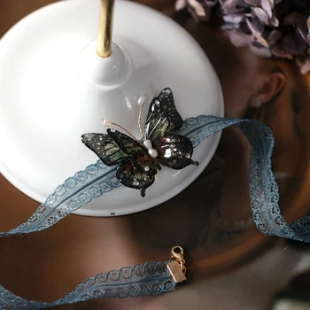 FXLRY naturale Handmade Fluture colier Dantelă categorie Colier Scurt Colier de Moda pentru femei bijuterii