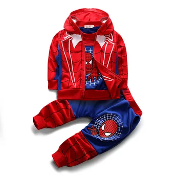 1-4Y Toamna Copii Haine Set Nou pentru Copii Fete de Bumbac Gros Hanorac+pantaloni haina 3pcs Costum Pentru Baieti Spider-Man Haine 24143