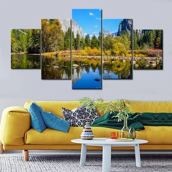 Modulare Tablouri Canvas Pentru Camera De Zi Peisaje Naturale Postere De Perete Peisaj Printuri De Arta Lac, Pădure, Munți Poze Înrămate