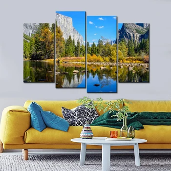 Modulare Tablouri Canvas Pentru Camera De Zi Peisaje Naturale Postere De Perete Peisaj Printuri De Arta Lac, Pădure, Munți Poze Înrămate