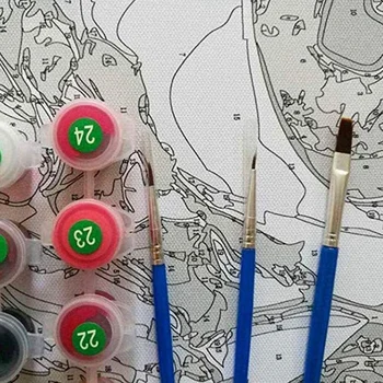DIY Pictură în Ulei Colorat Panza Pictura de vopsire lacuri Arta de Perete de Imagine de Desen cu Perii-Flori Roz