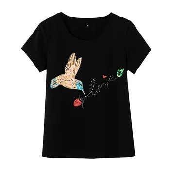 IZEVUS de Vară 2020 New sosire de mână cu margele pasarica femei pe scurt cu mâneci tricou Modal moda slim T-shirt