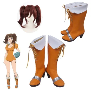 Anime Cele Șapte Păcate de Moarte Șarpele e Păcat De Invidie Diane Cosplay Cizme Pantofi Lady Moda de zi cu Zi Portocaliu Cizme de Primăvară Peruca Cosplay