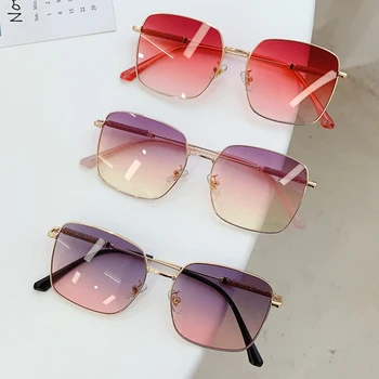 Vintage dublu culoare lentile gradient de ochelari de soare pentru femei aliaj de cristal cu picior rosu roz elegant ochelari de sex feminin sexy nuante reci