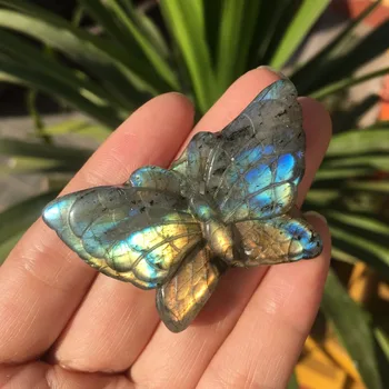 Foarte rar naturale bogate pietre sculptate labradorit fluture albastru