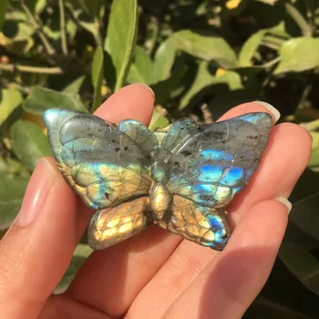 Foarte rar naturale bogate pietre sculptate labradorit fluture albastru