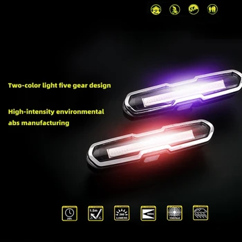 Biciclete Coada Lumina USB Reîncărcabilă Bicicleta Stop cu LED-uri de Lumină din Spate 5 Modul de Faruri Roșu Albastru pentru Bicicleta Lanterna de Siguranță