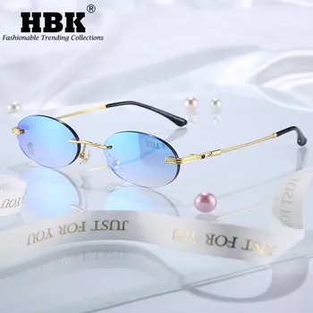 HBK Mici, Rotunde, fără ramă de ochelari de Soare Femei Bărbați Vintage Ceai Nuante de Brand Design Fara rama Ochelari de Soare Ochelari Ovale UV400