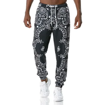 Mens Black Paisley Print Sweatpants 2021 Brand Harajuku Jogging Pantaloni Sport Pantaloni Barbati Streetwear Casual Pantaloni Hombre