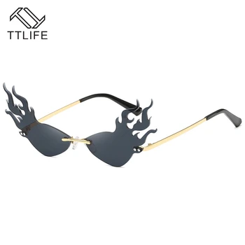 TTLIFE Moda Triunghi Ochi de Pisica Flacără ochelari de Soare Femei Femei la Modă Super-Cool Big Cadru Ochelari de Stradă Fotografiere Ochelari