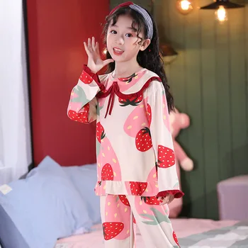 Bumbac Fete Pijama Set de Toamna Iarna cu Maneca Lunga pentru Copii Set de Pijamale Drăguț Fete Pijama Seturi pentru Copii îmbrăcăminte de noapte Fata Cadou