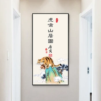 Art amuzant Acasă Chinezesc Tigru Tang Bohu Dormitor Imagine Poster Pictura de Perete de Arta Canvas Print pentru Living Home Decor de Birou