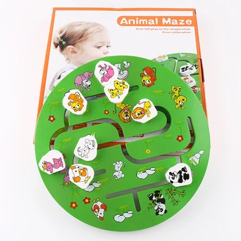 Copilul Montessori Din Lemn Magnetic Animal Labirint Puzzle Dinozaur De Mers Pe Jos Margele Labirint Balance Board Lemn Labirint Joc De Puzzle-Puzzle-Uri