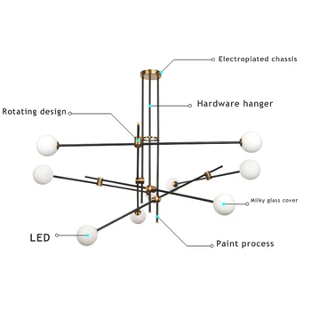 Modernă cu LED-uri plafon Candelabru de iluminat Linie Simplă Personalitate Creatoare Moleculară pentru Camera de zi Dormitor Restaurant Lumini