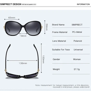 SIMPRECT Polarizat ochelari de Soare Femei 2021 Pătrat Supradimensionate, ochelari de Soare Retro Anti-orbire permis de Ochelari de Soare Nuante Pentru Femei