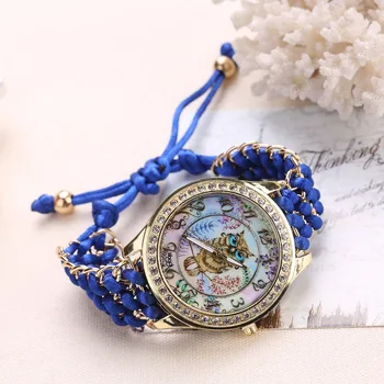 MINHIN Brand Doamnelor Bufnita Ceas de mână DIY Panglica Manual Reglabil Brățară de Cuarț pentru Femei Casual Ceas de Aur Cadou 25583