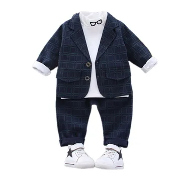 3 Bucăți De Copii Costum Casual SuitChildren Uzura Toamna 2020 Nouă Băieți coreean Carouri Costum Baby Maneca Lunga 25650