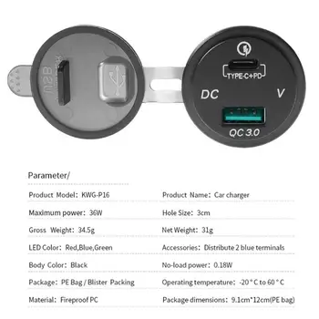 Rezistent la apa 12V 24V Tip C PD QC 3.0 USB Masina Încărcător Voltmetru LED Putere Adaptor Pentru Telefon Inteligent, Tabletă Barca Motociclete Noi