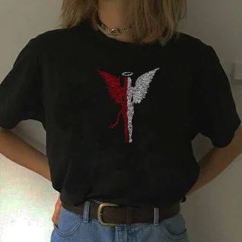 Aagel Devil ' 70 Moda Vintage Unisex Tee Stil Retro Cool Grunge Negru T-Shirt Bumbac Casual Amuzant Harajuku Femei Tee Top