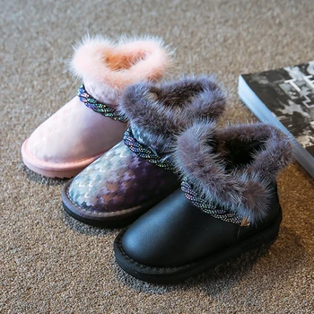 Copii Cizme De Zapada Copii Pantofi Blană Fete Pentru Copii Cizme Glezna Stras Pantofi Rochie Brand Casual, Cizme De Alunecare Pe Pantofi Noi De Iarna