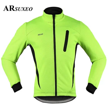 ARSUXEO Termică pentru Bărbați Ciclism Jacheta de Iarna Warm Up Fleece Biciclete Îmbrăcăminte rezistentă la Vânt, Impermeabil Strat de Echitatie Biciclete MTB Jersey